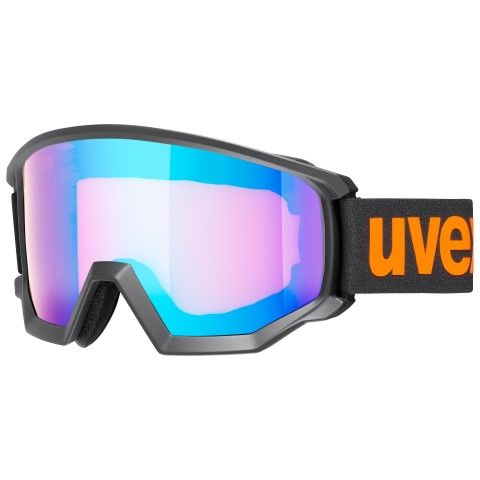 Uvex Athletic CV Ski Goggles GOGGLES Uvex Black/Orange with Mirror Blue Lens  