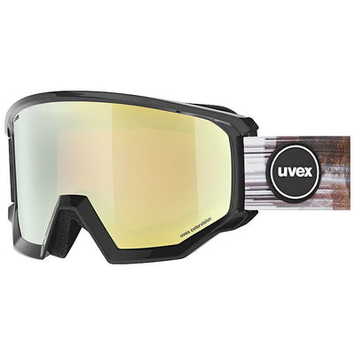Uvex Athletic CV Ski Goggles GOGGLES Uvex Black Shiny with Mirror Gold/CV Orange Lens  
