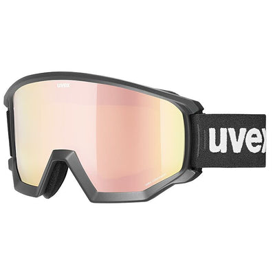 Uvex Athletic CV Ski Goggles GOGGLES Uvex Black Matte with Mirror Rose/CV Orange Lens  