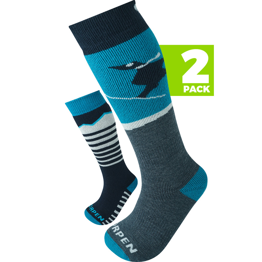 Lorpen Merino Eco Kids 2 Pack Ski Socks APPAREL Lorpen BLUE KXS