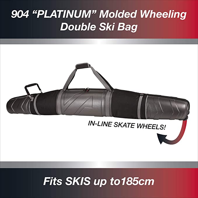 Athalon Platinum Hard Shell Wheeled Double Ski Bag 185cm 904 Utah