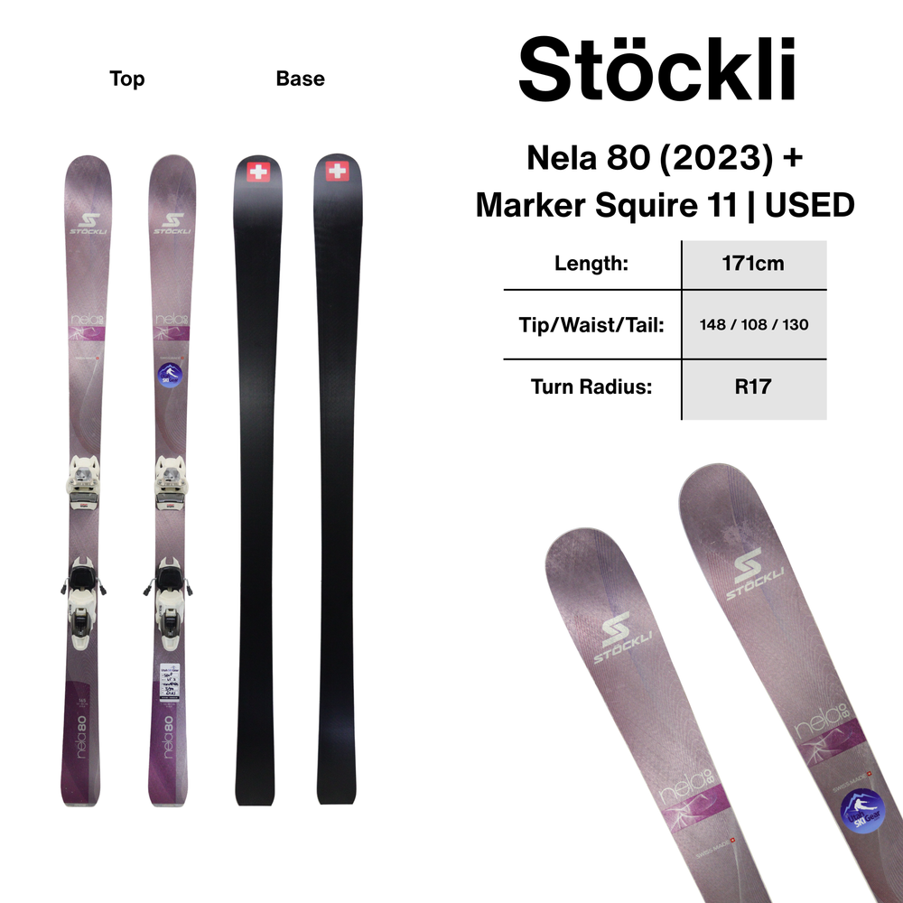 165cm Stockli Nela 80 (2023) + Marker Squire - USED USED SKIS Stockli