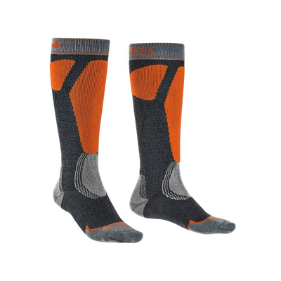 Bridgedale Easy On Merino Endurance Over Calf Men's APPAREL Bridgedale Socks Gunmetal/Orange M 