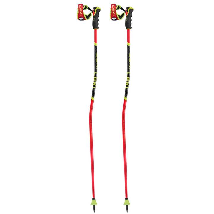 Leki WCR GS Carbon 3D Ski Racing Poles 2025 - OPEN BOX RETURN SKI POLES Leki 120cm Red-Black-Yellow