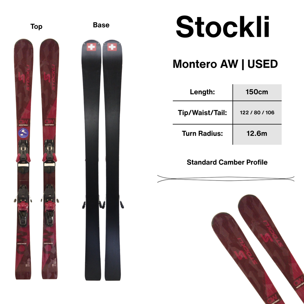 Stockli Montero AW 150cm + Strive 13 Demo Bindings | 2024 USED USED SKIS Stockli