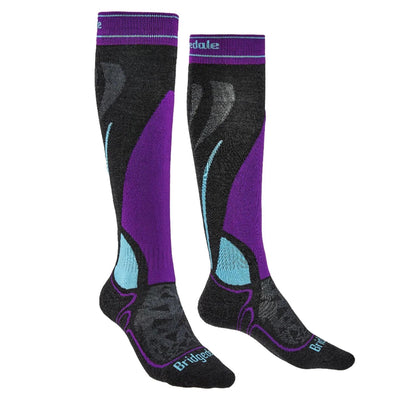 Bridgedale Ski Midweight Merino Endurance Over Calf Women's APPAREL Bridgedale Socks Graphite/Purple S 