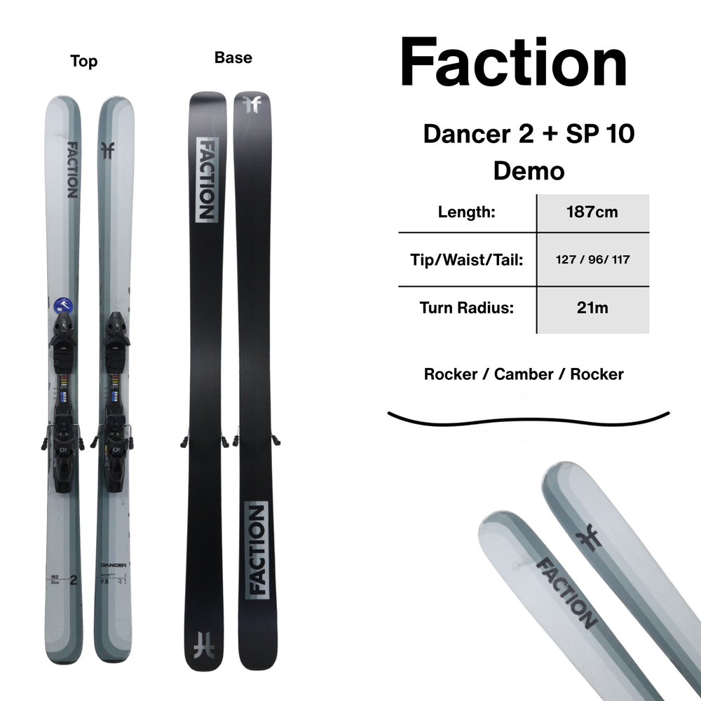Faction Dancer 2 187cm + Tyrolia SP 10 Demo Bindings | 2023 USED USED SKIS Faction