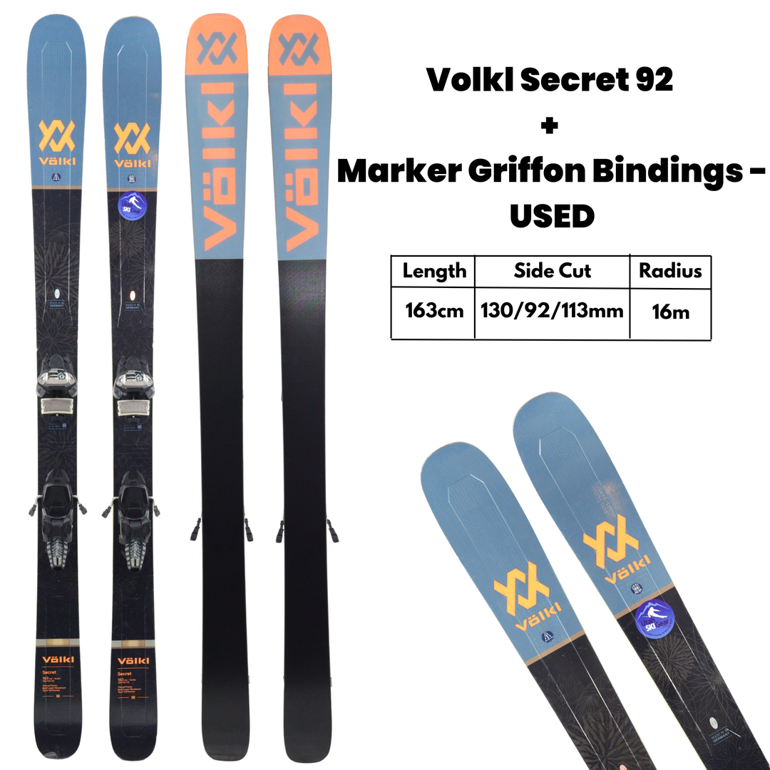 Volkl Secret 92 All-Mountain Skis 2018/19 163cm + Marker Bindings | USED USED SKIS Volkl