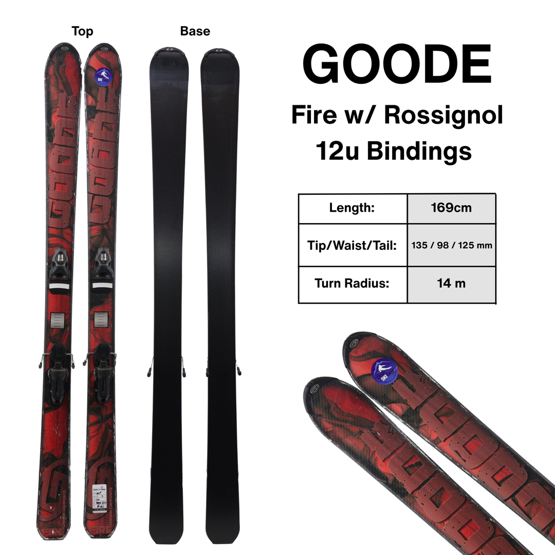 GOODE Fire with Rossignol 12u Bindings – 169cm SKIS Utah Ski Gear