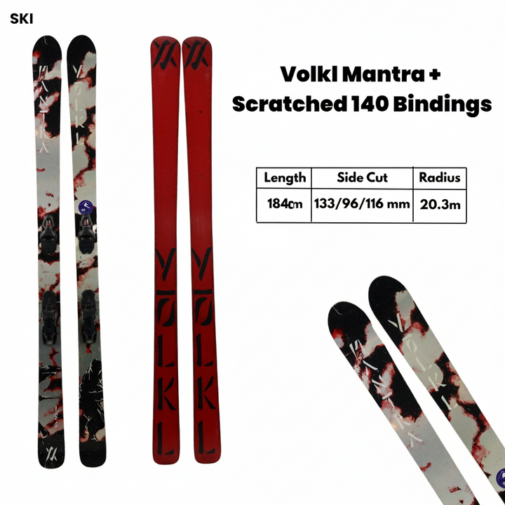Volkl Mantra 184 + Scratched 140 Bindings| USED SKIS Volkl