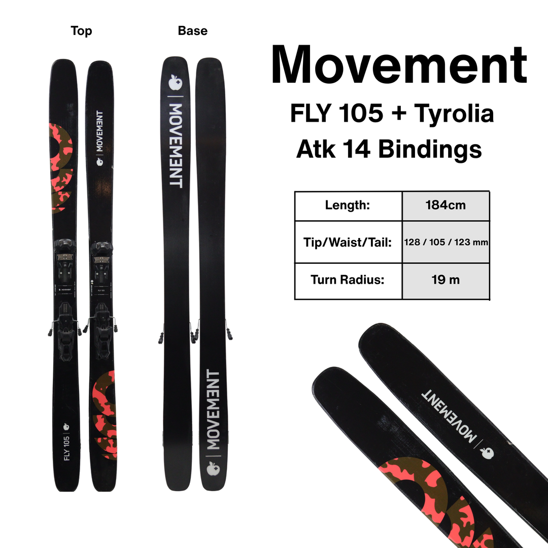 Movement Fly 105 with Tyrolia Attack 14 Bindings – 184cm SKIS Utah Ski Gear