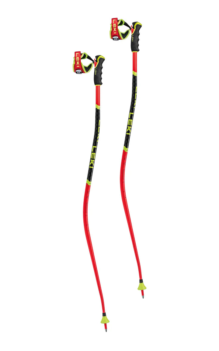 Leki WCR Super G/DH 3D Ski Racing Poles 2025 - OPEN BOX RETURN SKI POLES Leki 120cm Red-Black-Yellow