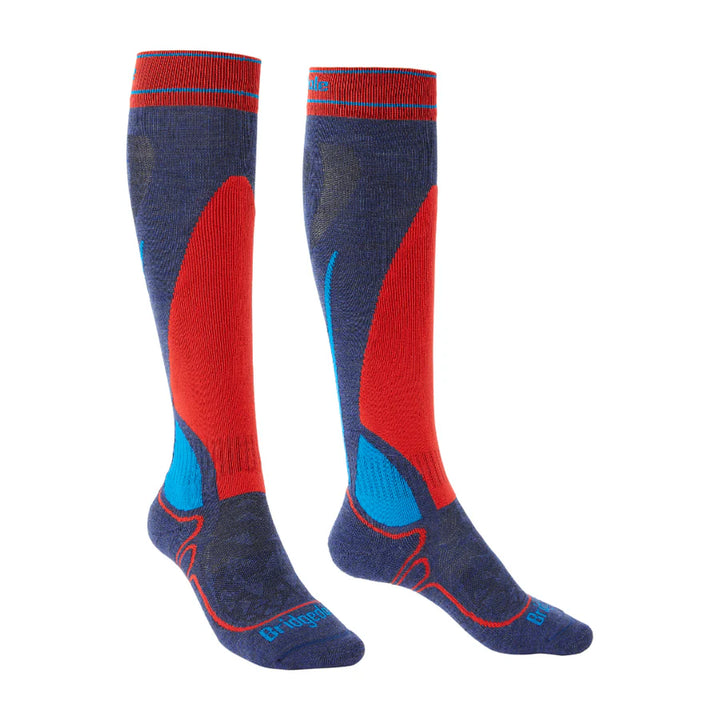 Bridgedale Junior Racer Merino Endurance Over Calf Socks APPAREL Bridgedale Socks M Denim / Flame