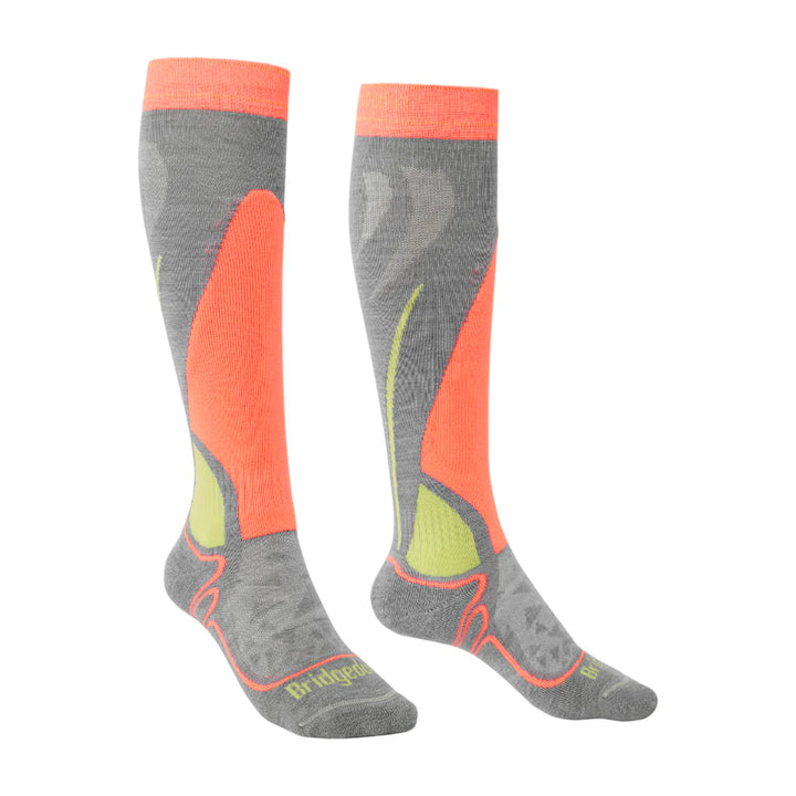 Bridgedale Junior Racer Merino Endurance Over Calf Socks APPAREL Bridgedale Socks M Grey / Neon