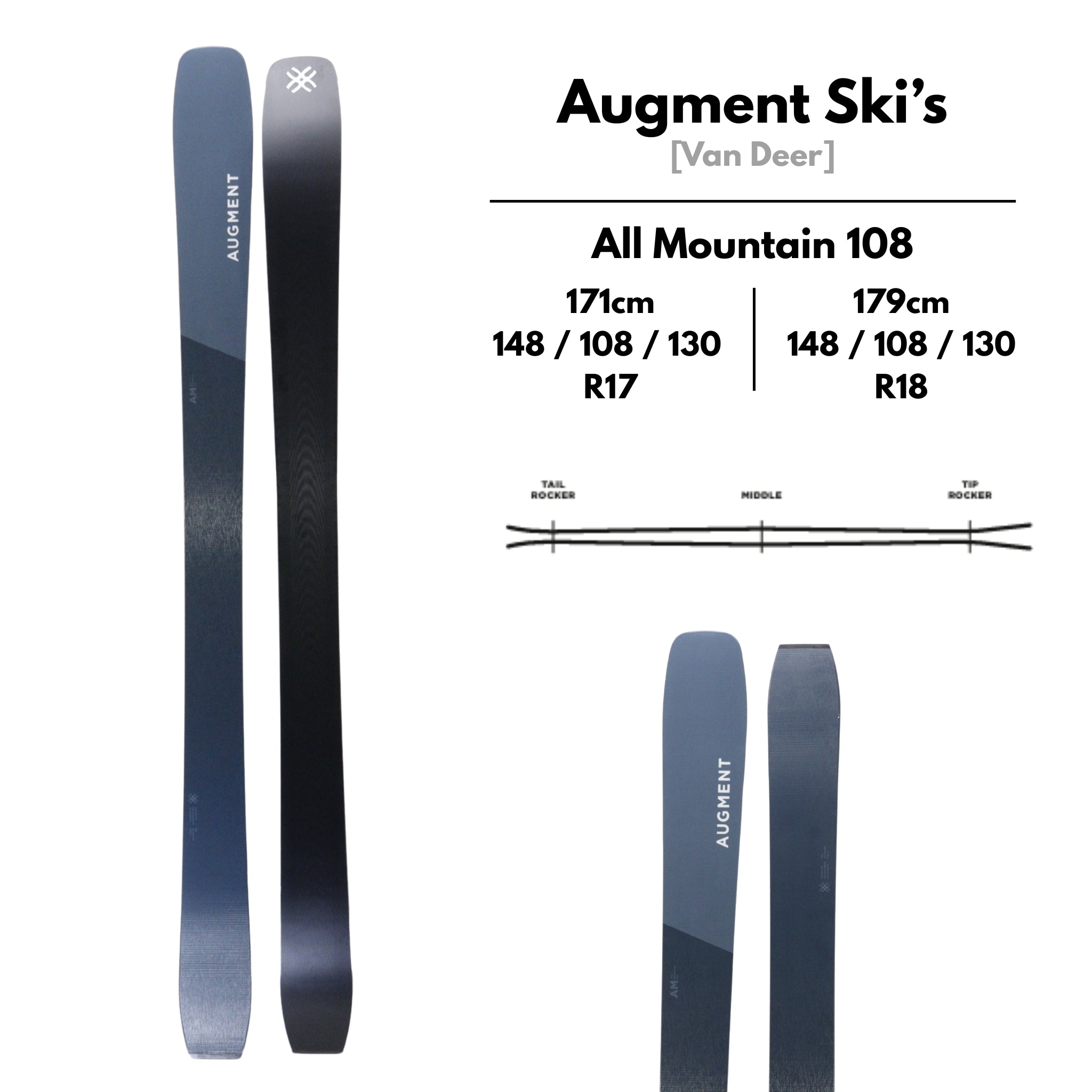 All Mountain 108 171cm-179cm USED | Augment Ski's | Utah Ski Gear
