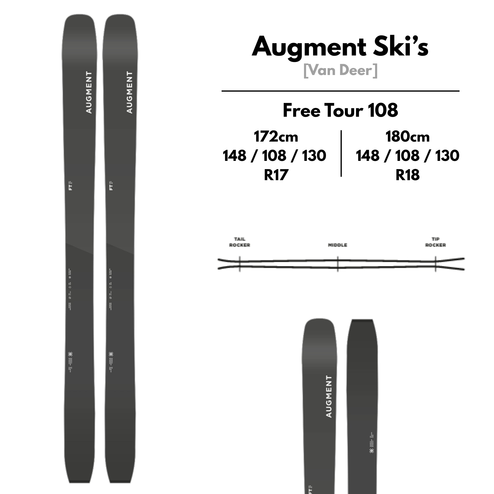 Augment Ski's | Free Tour 108 172cm-180cm | Utah Ski Gear