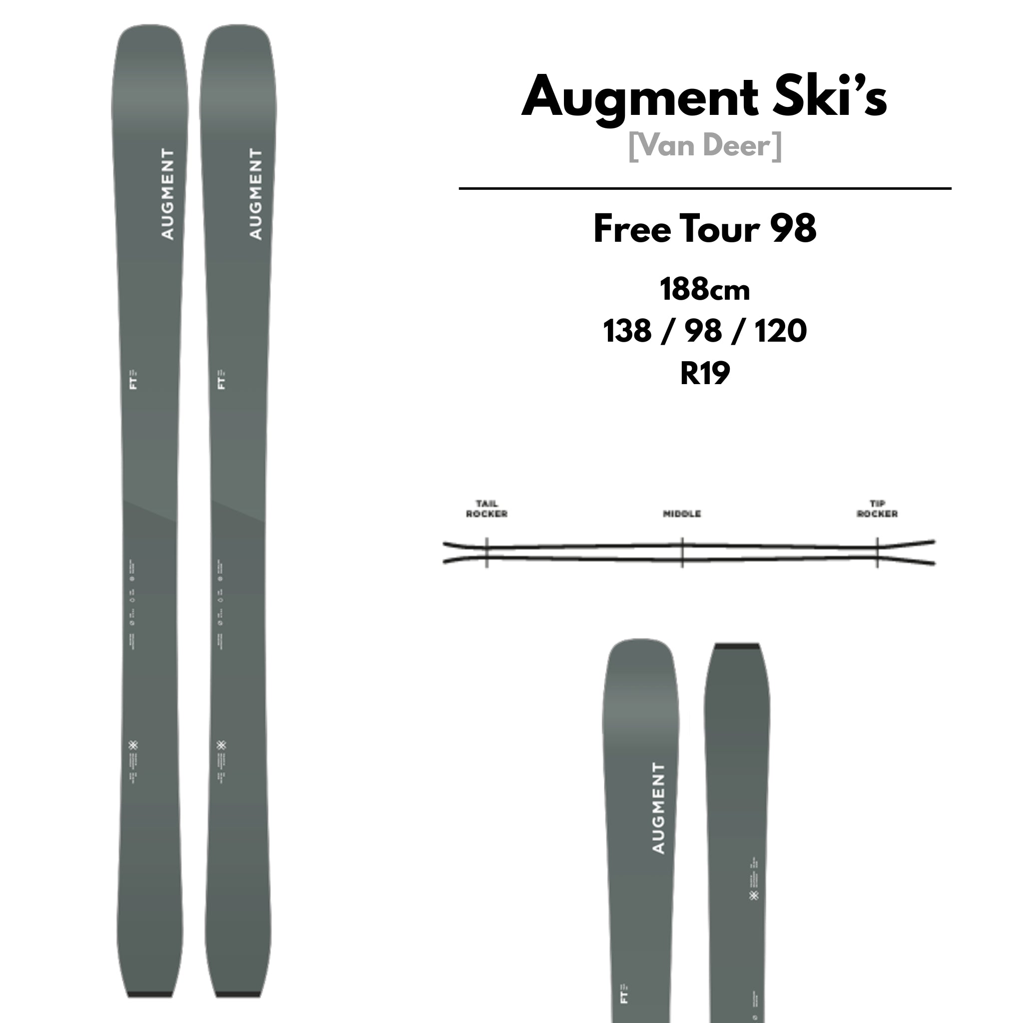 Augment Ski's [Van Deer] | Free Tour 98 188cm | Utah Ski Gear