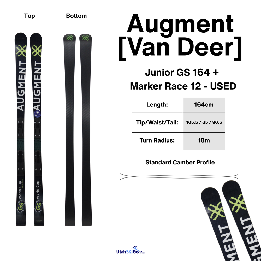Augment [Van Deer] Junior GS 164 + R20 Race Plate - USED SKIS Augment