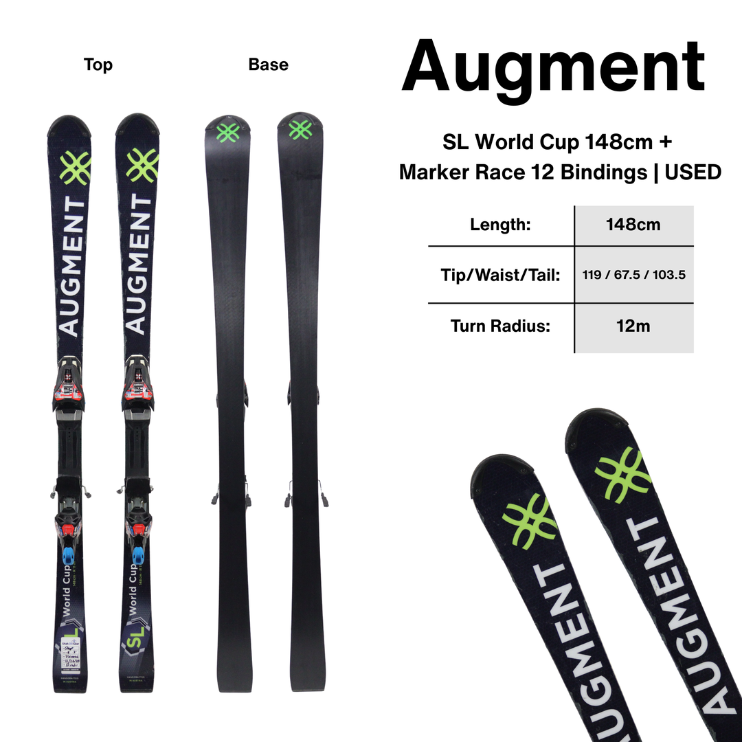 Augment [Van Deer] SL World Cup 148cm + Marker Race 12 Bindings - USED SKIS Augment