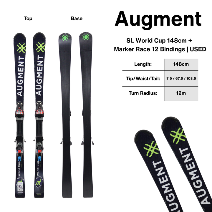 Augment [Van Deer] SL World Cup 148cm + Marker Race 12 Bindings - USED SKIS Augment