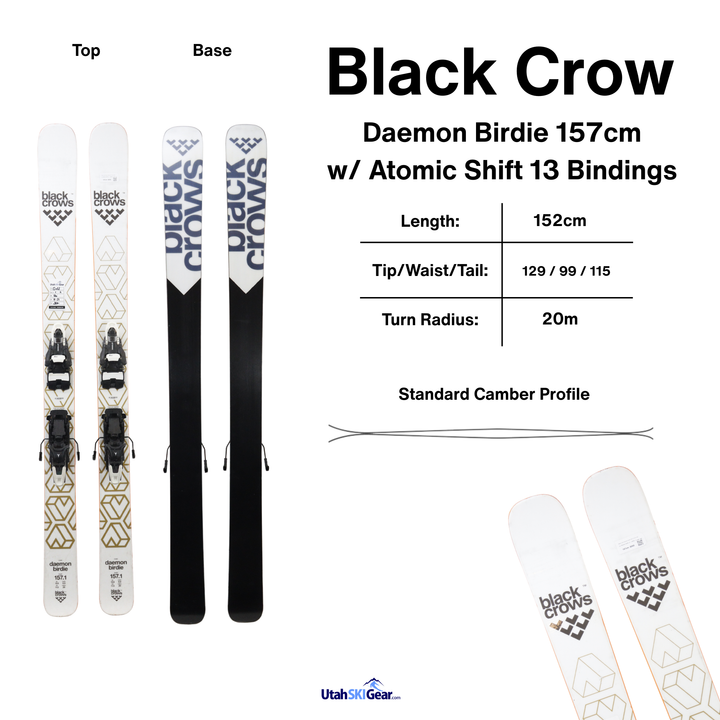 Black Crow Daemon Birdie 2019 157cm skis w/ Atomic Shift 13 - USED USED SKIS Black Crows