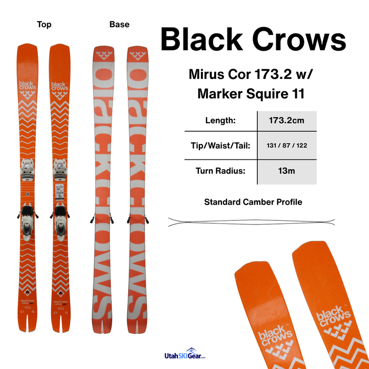 Black Crows 2026 Mirus Cor 173.2 w/ Marker Squire Bindings - Like New USED SKIS Black Crows