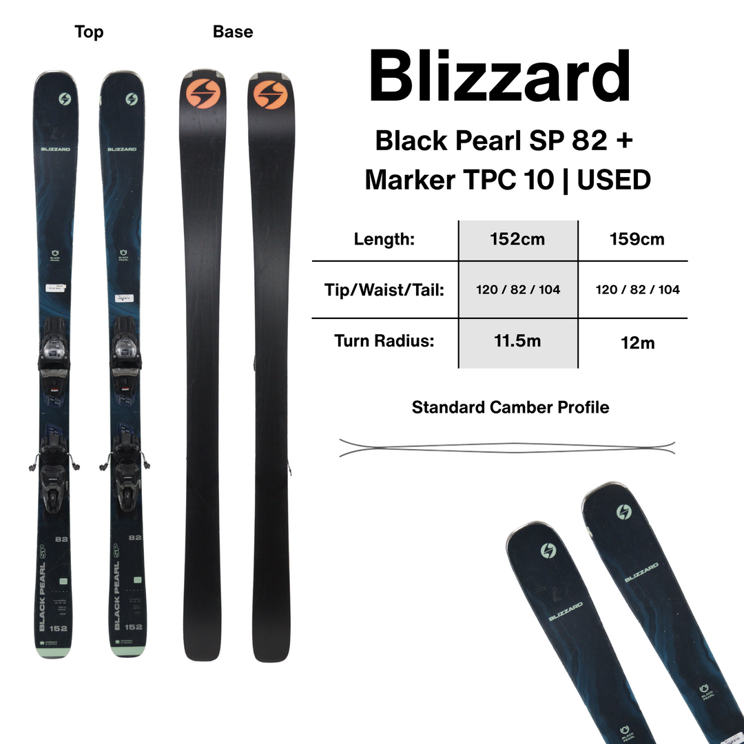 152cm Blizzard Black Pearl SP 82 (2023) + Marker TPC 10 | USED USED SKIS Blizzard
