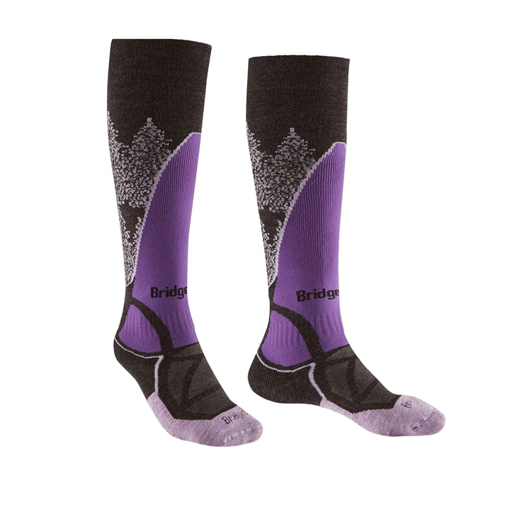 Bridgedale Ski Midweight Merino Endurance Over Calf Women's APPAREL Bridgedale Socks Black/Purple S