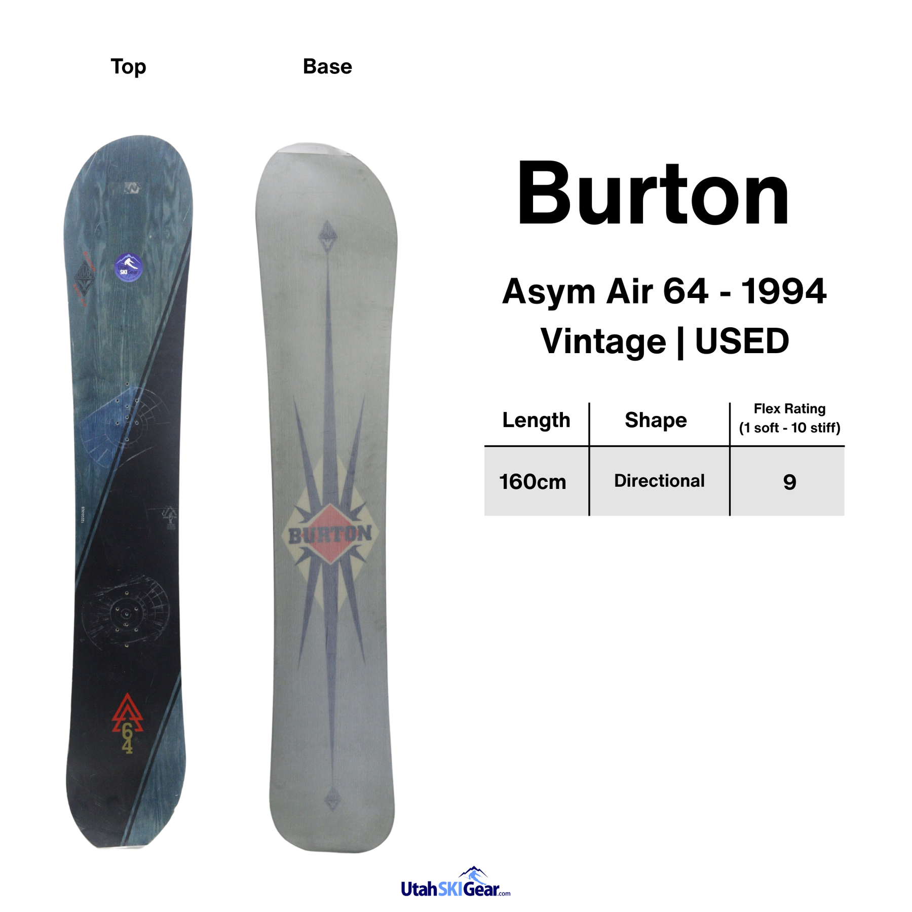 Burton Asym Air 64 Snowboard - 160cm | 1994 Vintage