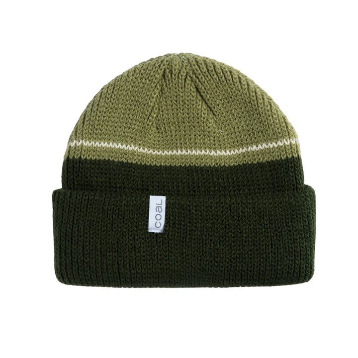 The Frena Beanie by Coal APPAREL Coal Olive Blocked Stripe  