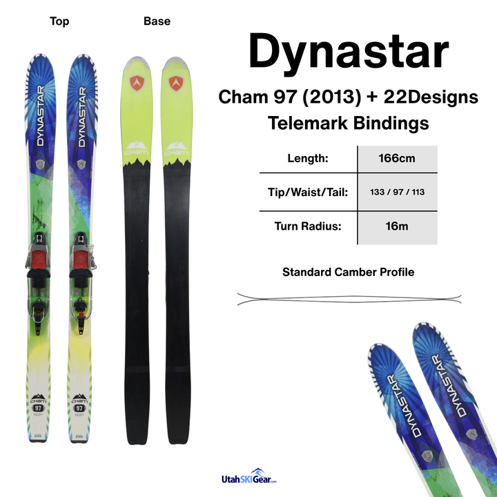 Dynastar Cham 97 166cm (2013) + 22Design Axl Telemark Bindings | USED USED SKIS Dynastar
