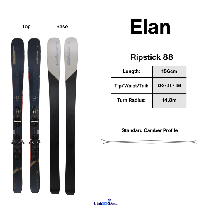 156cm Elan Ripstick 88 2024 + Atomic Strive 13 bindings - USED USED SKIS Elan
