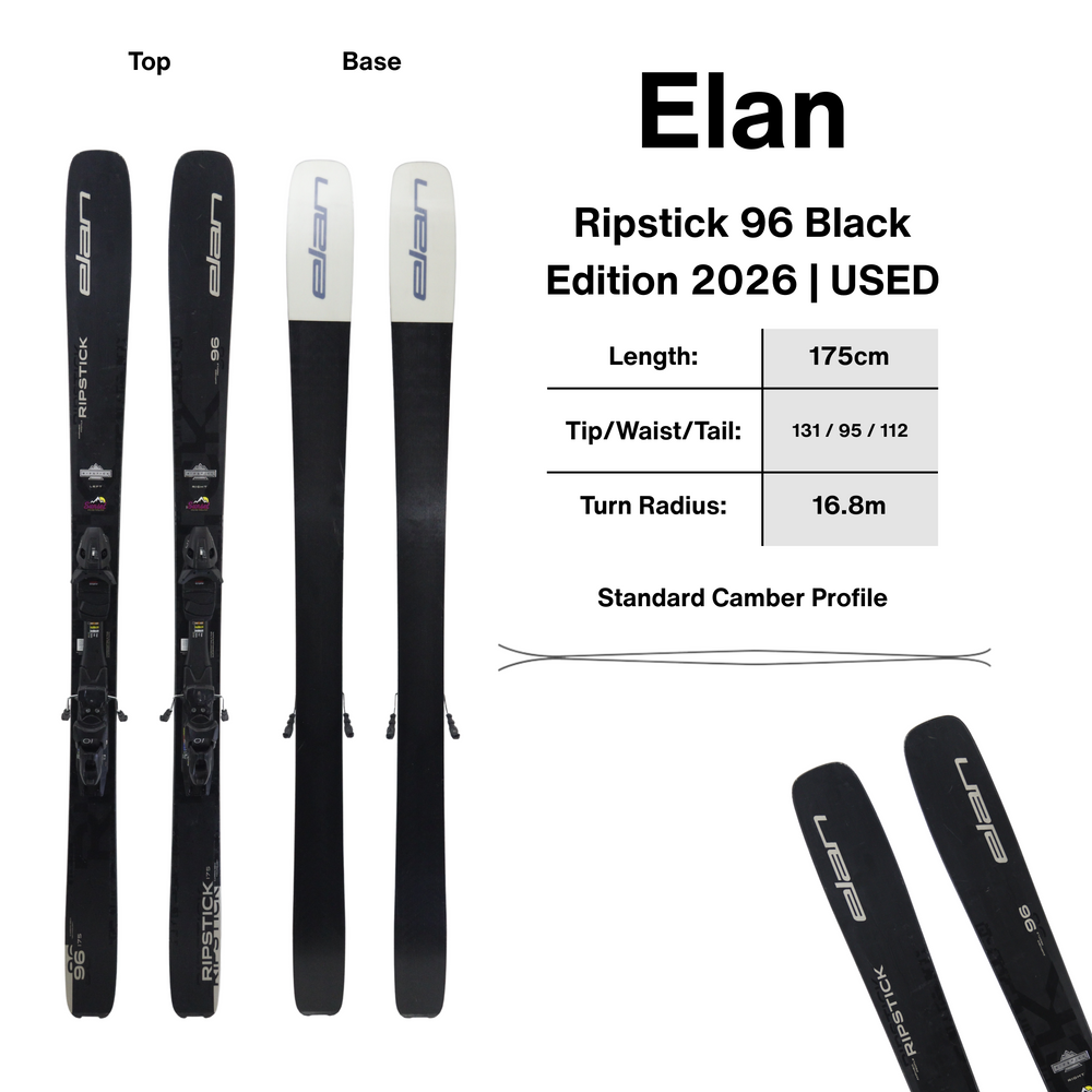 Elan Ripstick 96 Black Edition 175cm Skis 2026 - USED USED SKIS Elan