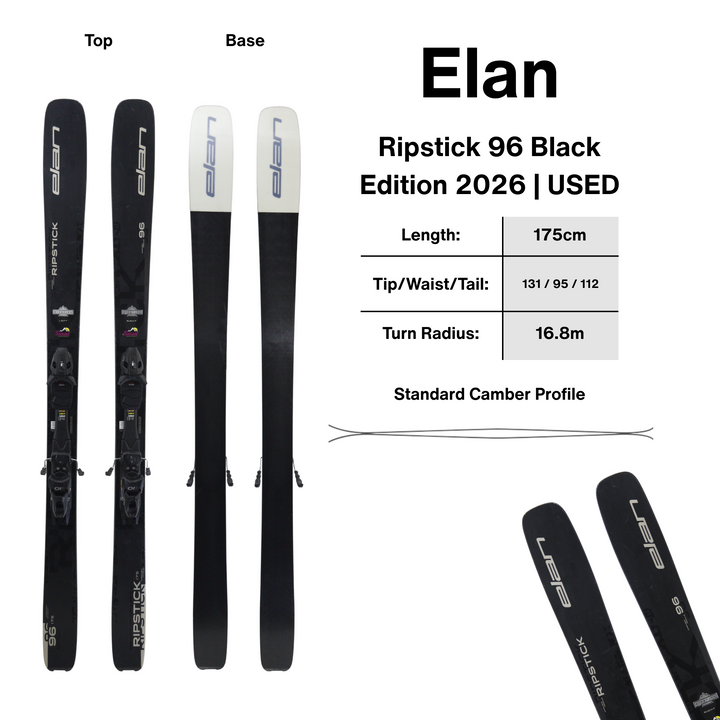 Elan Ripstick 96 Black Edition 175cm Skis 2026 - USED USED SKIS Elan