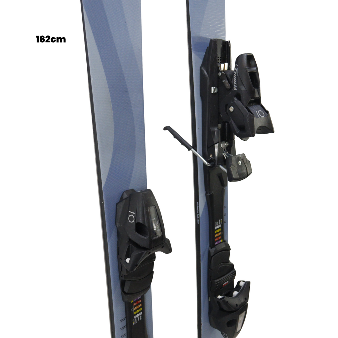 Pair of skis with bindings on a white background, featuring Utah Ski Gear logo.