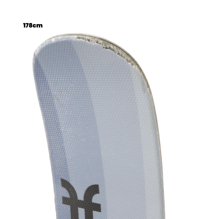 Close-up of a ski with '178cm' and 'Utah Ski Gear' branding on a white background