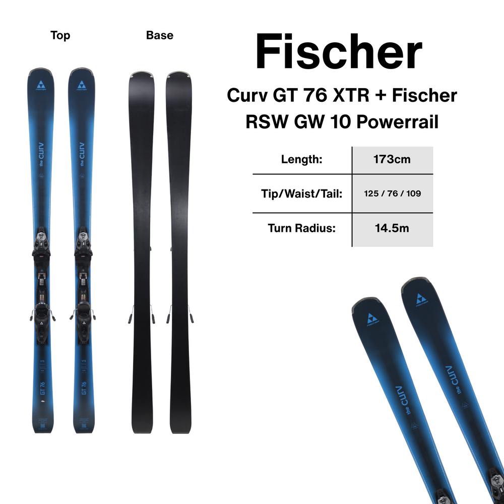 Fischer Curv GT 76 XTR Skis + Fischer RSW GW 10 Powerrail - 173cm | 2027 [Open Box Return] SKIS Fischer