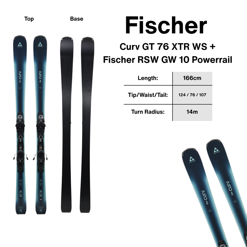 Fischer Curv GT 76 XTR WS Skis + Fischer RSW GW 10 Powerrail - 166cm | 2027 [Open Box Return] SKIS Fischer