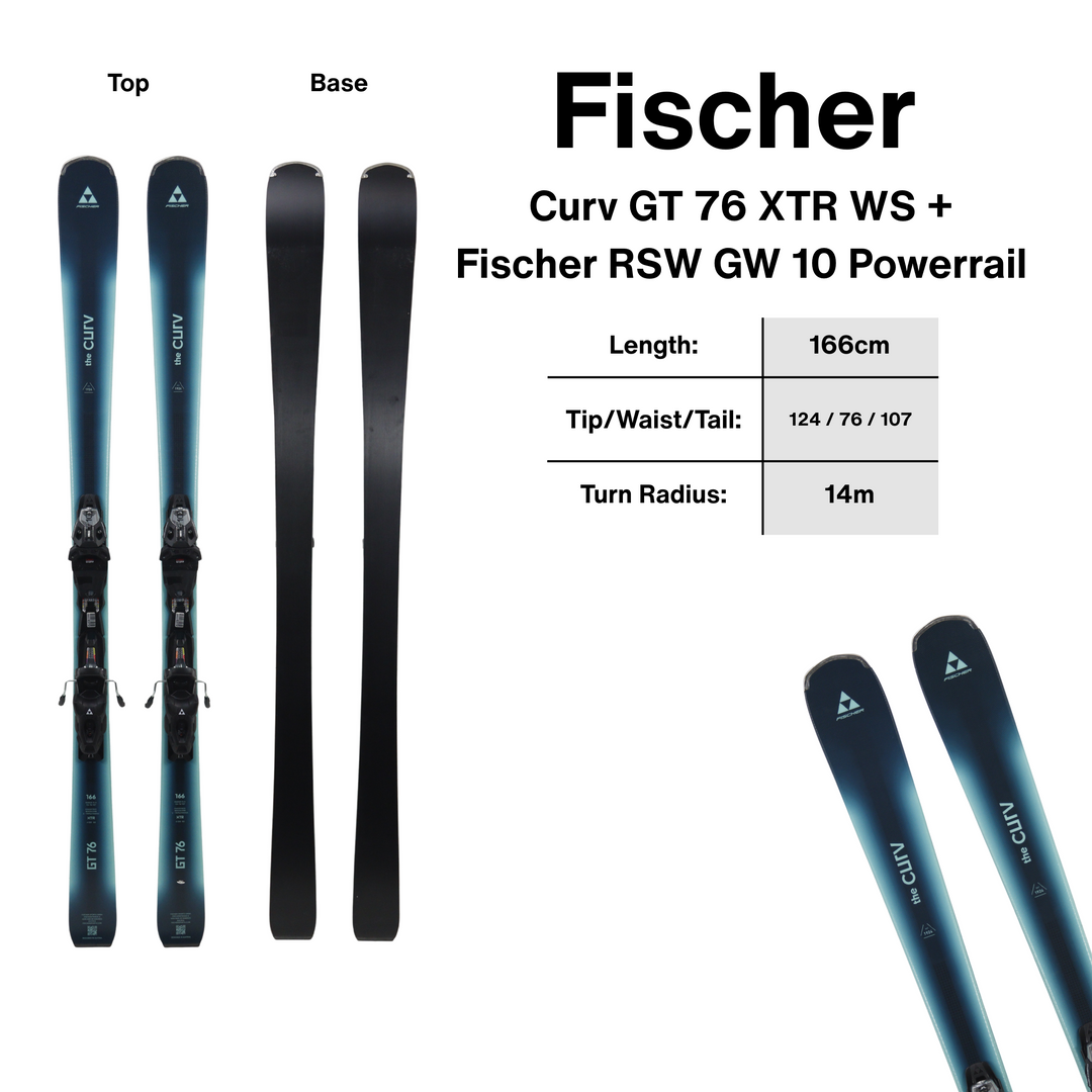Fischer Curv GT 76 XTR WS Skis + Fischer RSW GW 10 Powerrail - 166cm | 2027 [Open Box Return] SKIS Fischer