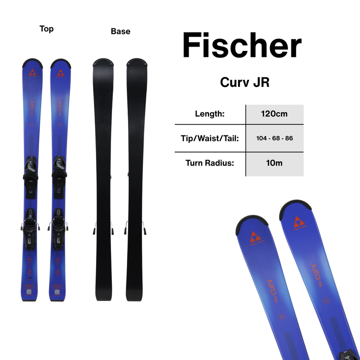 Fischer Curv JR Skis + FS4 Jr 4CA GW Powerrail - 120cm | 2027 [Open Box Return] SKIS Fischer