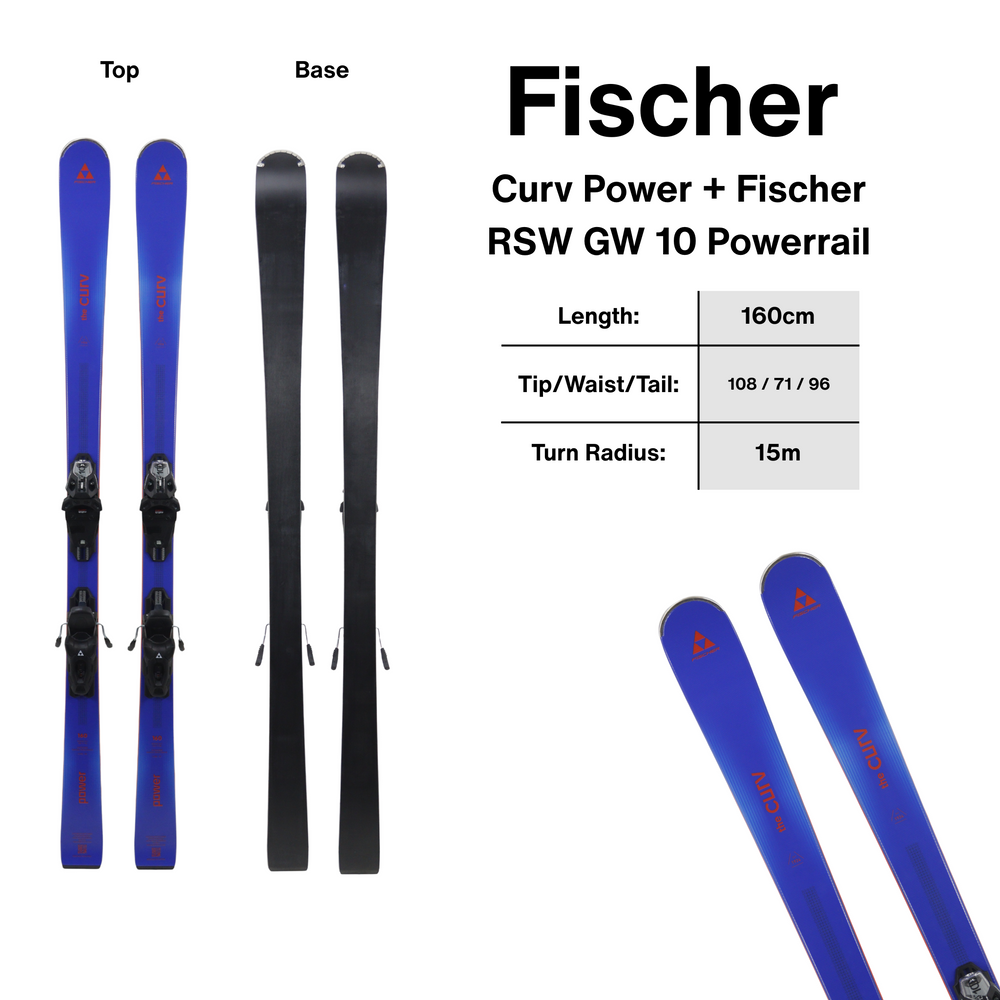 Fischer Curv Power Skis + RSW GW 10 Powerrail - 160cm | 2027 [Open Box Return] SKIS Fischer
