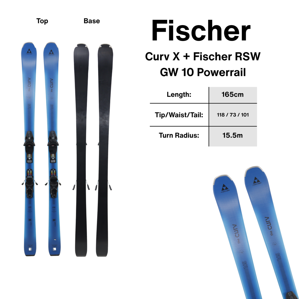 Fischer Curv X Skis + RSW GW 10 Powerrail - 165cm | 2027 [Open Box Return] SKIS Fischer