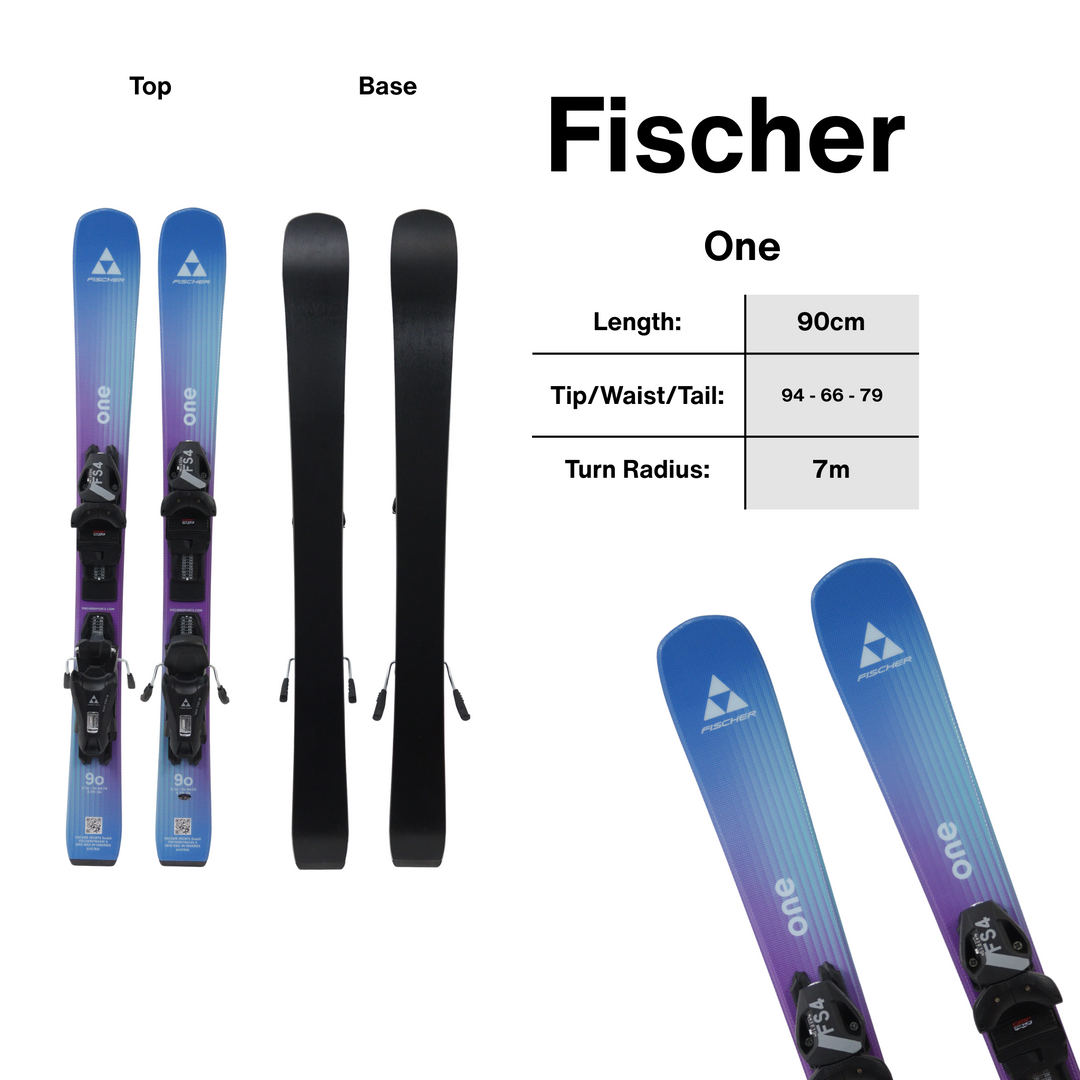 Fischer One Skis + FS4 Jr 4CA GW Powerrail - 90cm | 2027 [Open Box Return] SKIS Fischer