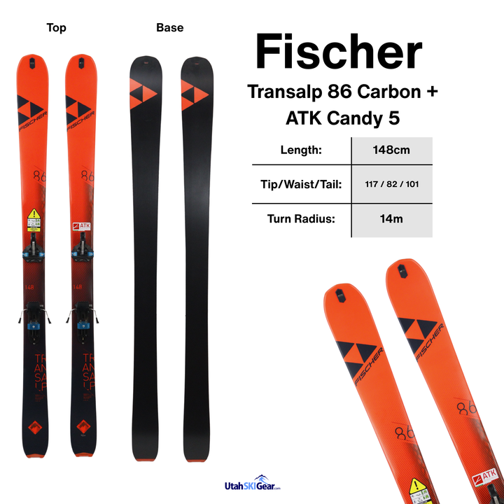 Fischer Transalp 86 Carbon + Attack Candy 5 w/ Skins SKIS Fischer