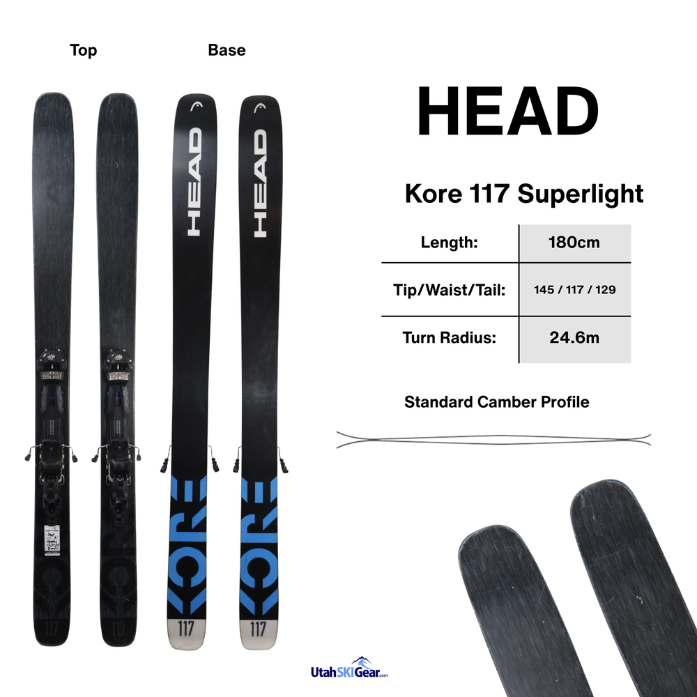 Head Kore 117 SuperLight w/ Tyrolia Adrenaline 14 Bindings - USED Head Kore 117 SuperLight w/ Tyrolia Adrenaline 14 Bindings - USED