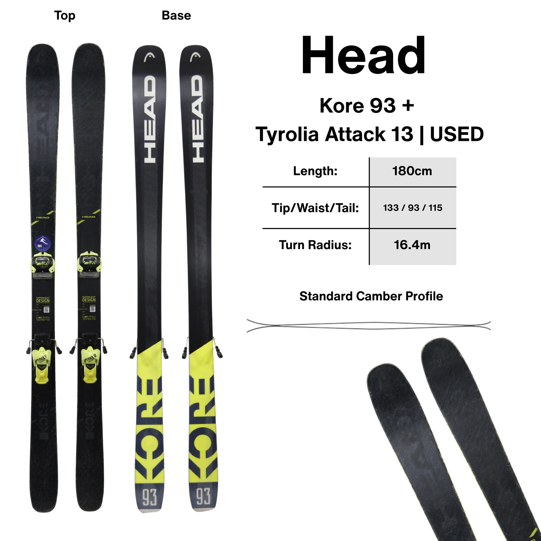 180cm Head Kore 93 (2024) + Tyrolia Attack 13 | USED – Utah Ski Gear
