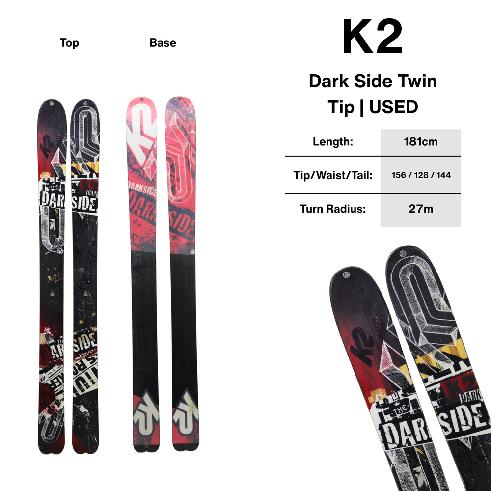 K2 Dark Side 181cm Skis Flat Big Mountain Powder Twin Tip - USED SKIS K2