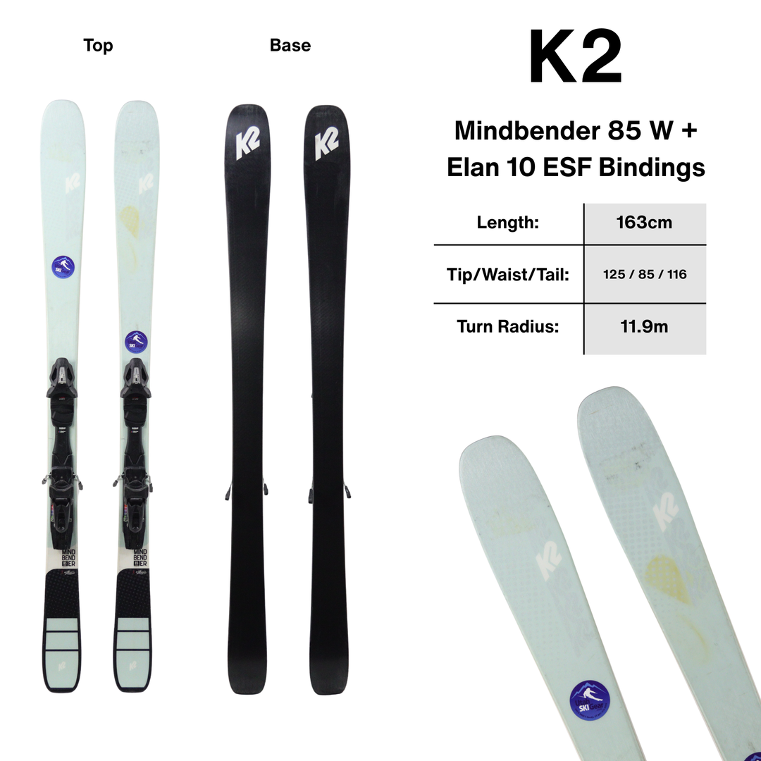 K2 Mindbender 85 W with Elan 10 ESF Bindings – 163cm SKIS Utah Ski Gear