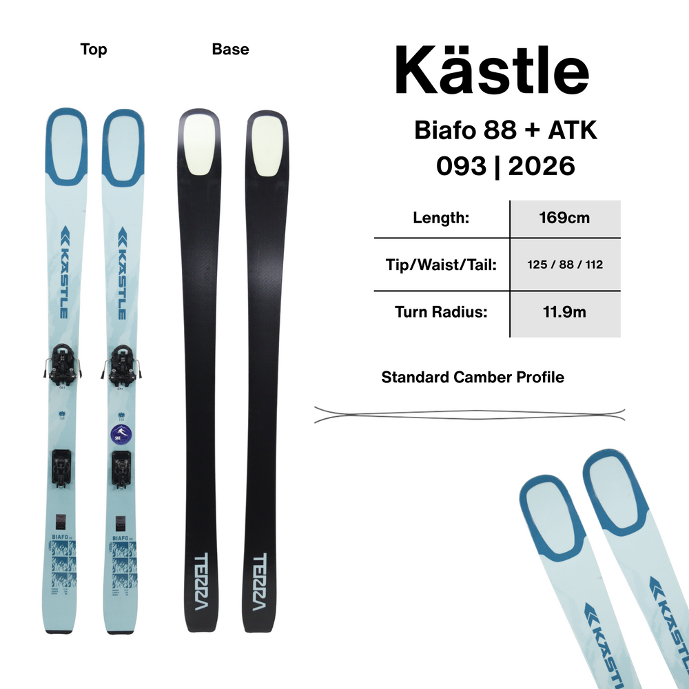 Kastle Biafo 88 159cm + ATK 093 Bindings | 2027 USED USED SKIS Kastle