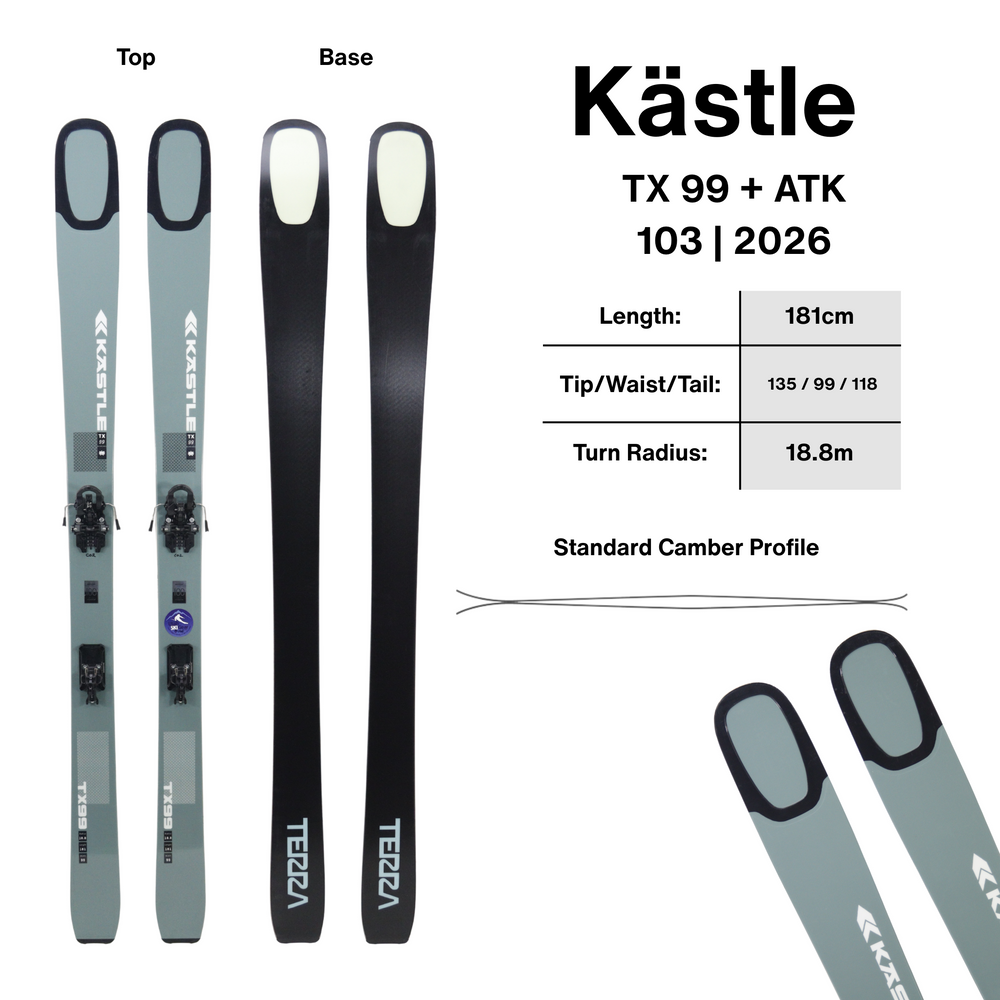 Kastle TX 99 181cm + ATK 103 Bindings | 2027 USED USED SKIS Kastle
